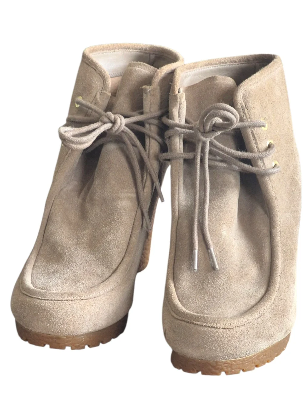 Michael Kors Rory Dark Dune Suede Lace Up Wedge Chic Booties Ankle Boots 10M